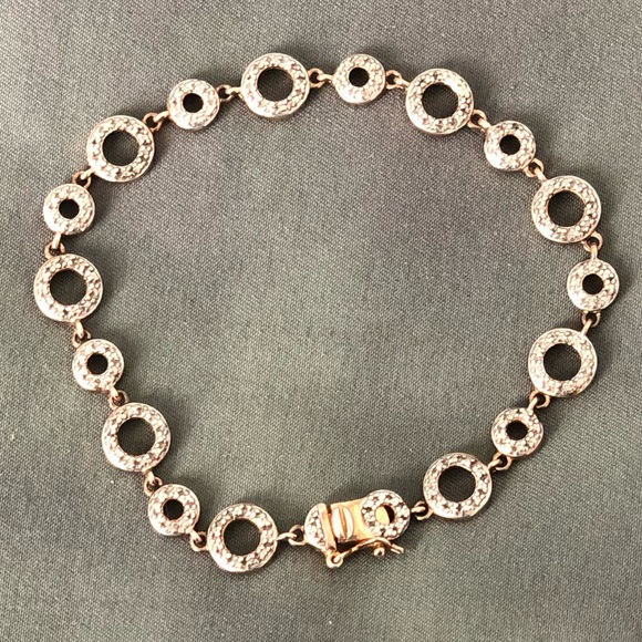 Circles- gold colored charm bracelet w/ jewels. - Picture 2 of 3